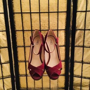 Cato Red Platform Chunky Heels